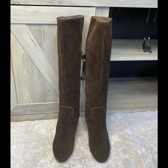 BP Nordstrom Brown Suede Leather Wedge Boot 10 - Picture 1 of 12